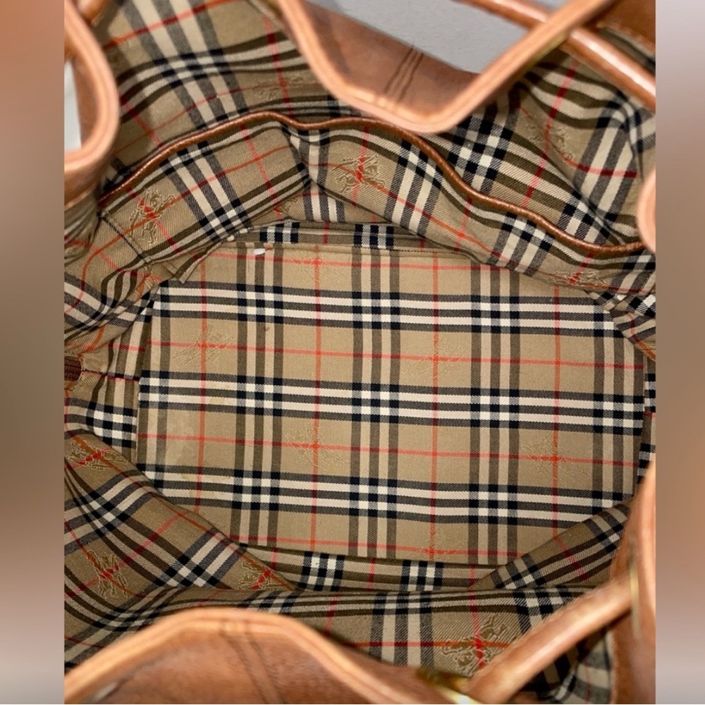Burberry Tan Leather Drawstring Shoulder Bag - Picture 7 of 9